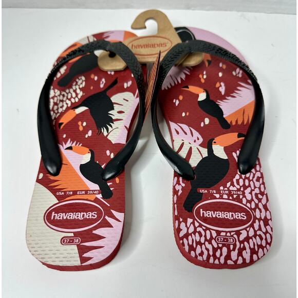 Havaianas Women's Top Tropical Vibes Mahogany Flip-Flops Size 11/12 NEW - Picture 1 of 5
